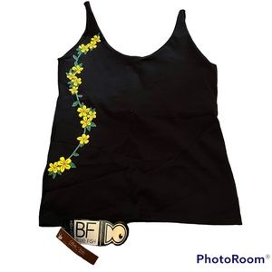 NWT Blue Fish Petit Fleur Active Yoga Tank Top, Women’s L, Blk/Yellow
